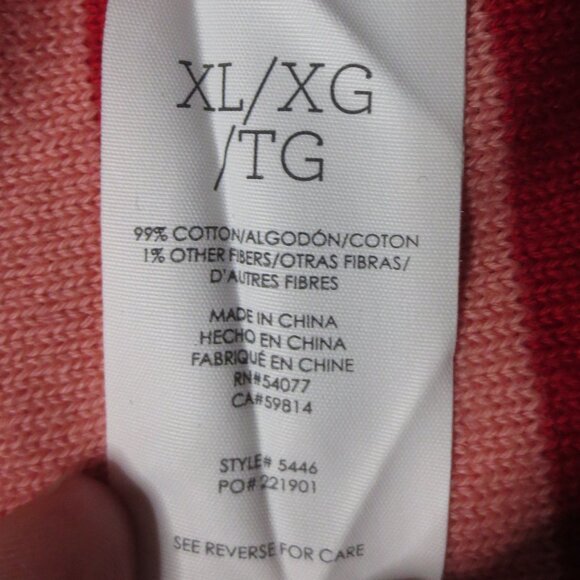 CABI womens SWEATER pink CARDIGAN red STRIPED picnic POCKET size XL - Picture 5 of 11